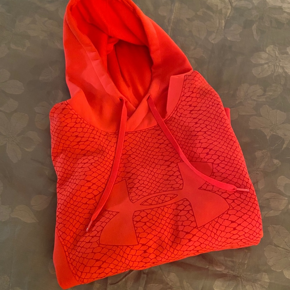 Women’s hot coral under armour pull over hoodie